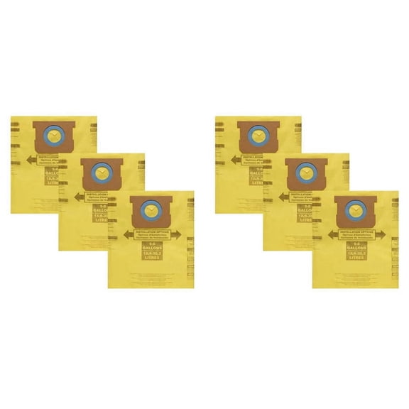 6 Pack Type H 9067100 Vacuum Filter Bags Replacement for 5-8 Gallon Vacuums,Replace Part 90671 9067100