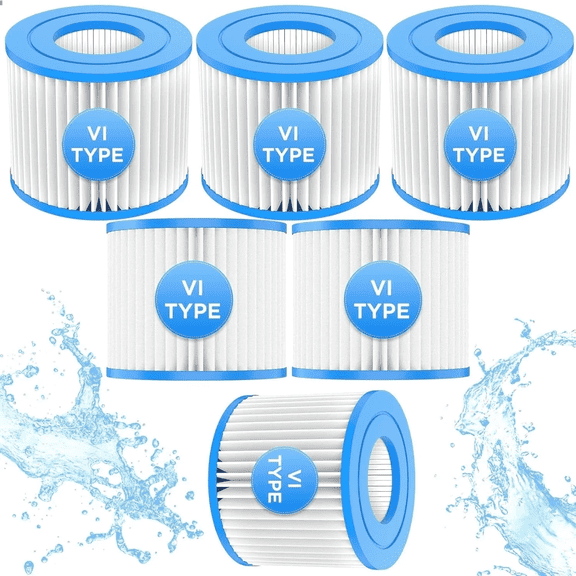 6 Pack Type VI Hot Tub Filter for Coleman Saluspa, Lay-Z-Spa, Bestway, Spa Filter