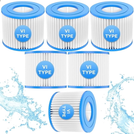 6 Pack Type VI Spa Hot Tub Filters Compatible with Coleman Salu spa Lay-Z-Spa Hot Tub Filters, Replcement for 90352E 58323 Spa Filter Cartridges