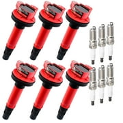 6 Pack UF553 Ignition Coil and Spark Plug for Ford Lincoln Mazda Mercury Edge Flex Fusion Taurus MKS MKT MKX CX-9 Sable 2007-2012 3.5L 3.7L