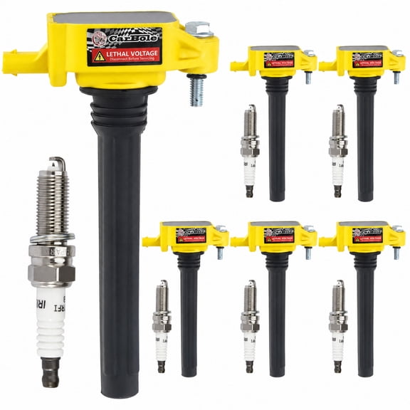 Carbole Ignition Coil and Platinum Spark Plug Set, 6 Pack, High Energy Output, Compatible with Chrysler Dodge Jeep Ram 3.6L V6 UF648