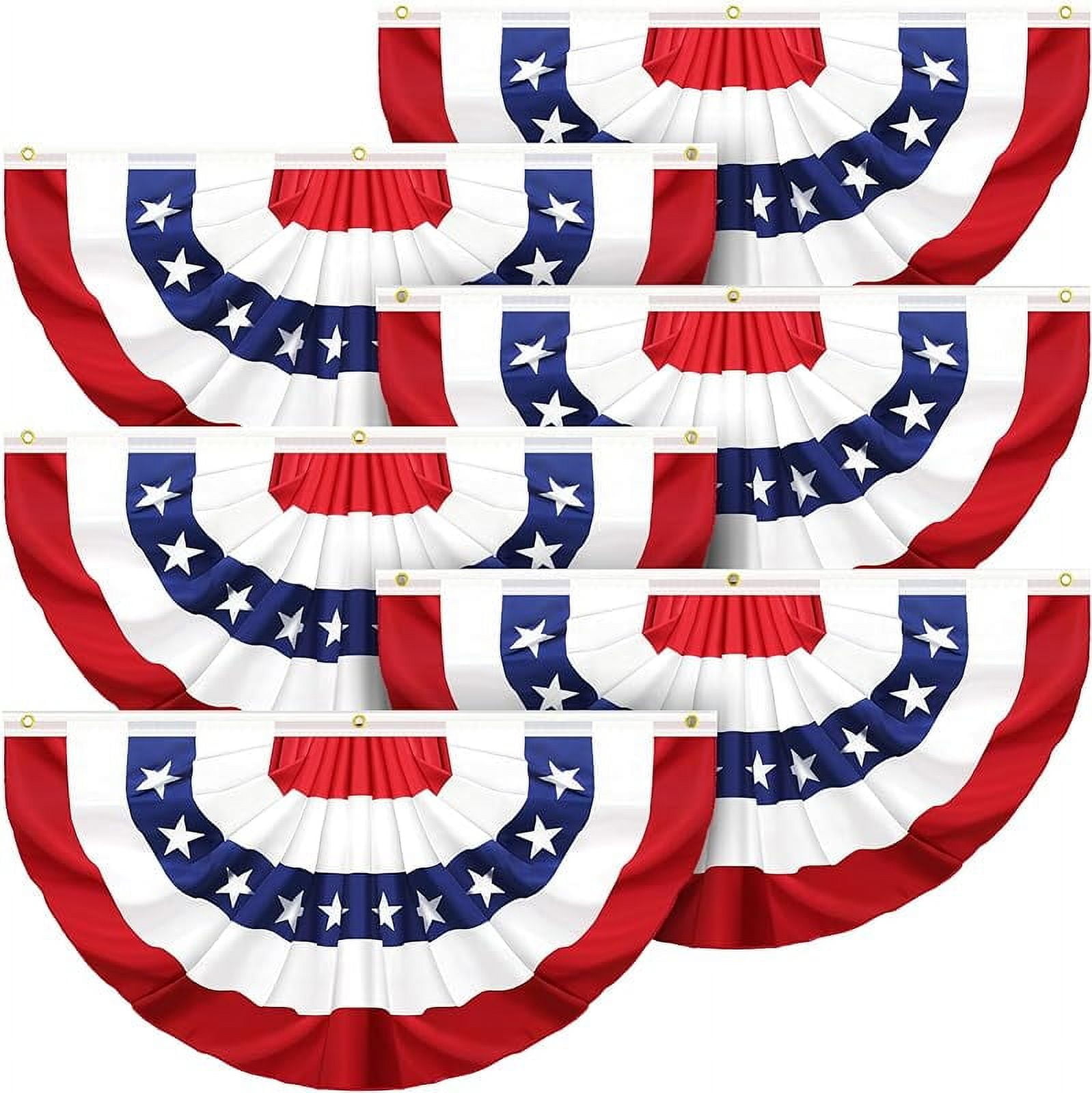 6-Pack Red White and Blue Polyester Pleated Fan Banners