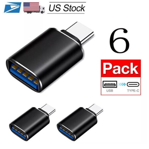 6-Pack USB-C 3.1 Male to USB A Female Adapter Converter OTG Type C Android Phone