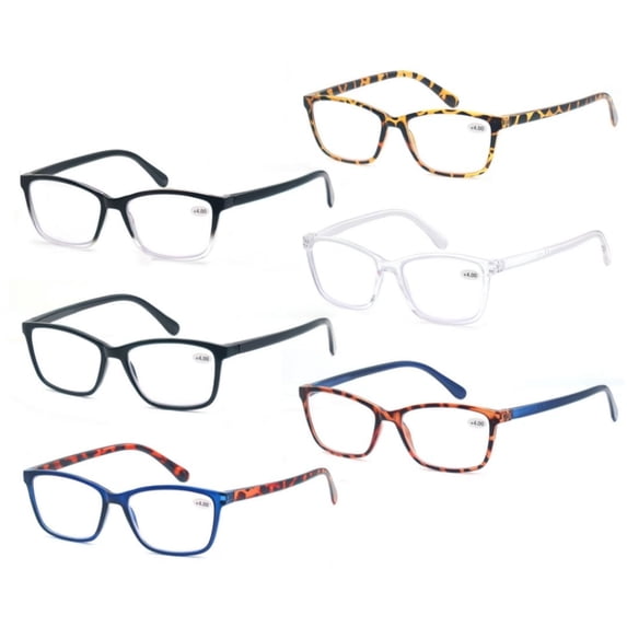 6 Pack Reading glasses for women men cheaters Ultra light Readers +1.50