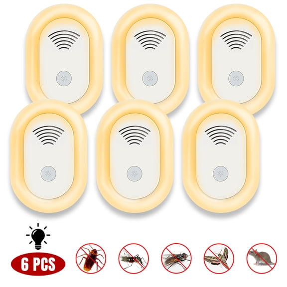 6 Pack Ultrasonic Pest Repeller, New Electronic Mosquito Bug Rats Killer, Insect Control Set Plug in Indoor Restaurants Warehouse Office Home-Reliably for Pet and Human