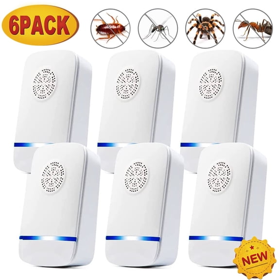 6 Pack Ultrasonic Pest Repeller,Pest Control for Rodents,Mosquitoes,Ants,Cockroaches,Rat,Mice,Fleas,Beetles and Other Insects,Non-Toxic,Safe for Humans,Home,Office,Hotel