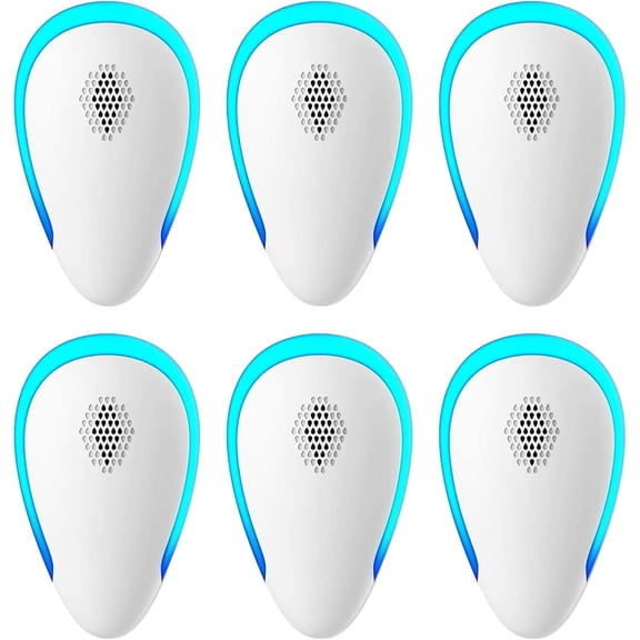 6-Pack Ultrasonic Pest Repeller Plug-in, Indoor Electronic Rodent & Insect Control for Mice, Spiders, Roaches, Ants, Safe for Pets & Kids, 1600 Sq Ft Coverage