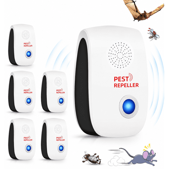 6-Pack Ultrasonic Plug-In Indoor Home Care Device, Dual Wave Sound Emitter Compatible for Mouse, Spider, Mosquito and Insect Area Protection,