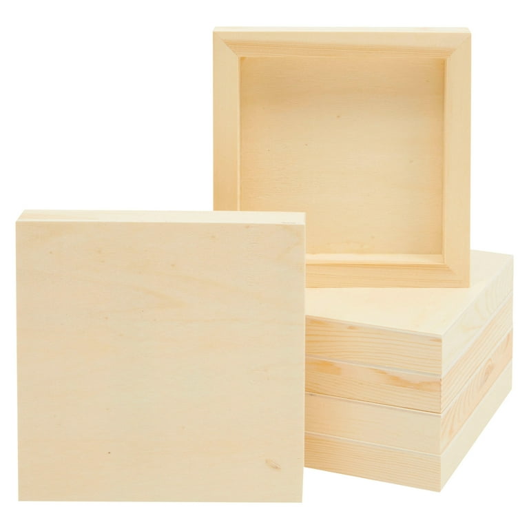 6 Pack Unfinished Wood Canvas Boards for Painting, 6x6 Square Wooden Panels  for Crafts 