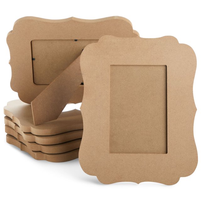 6Pack Unfinished Wood Picture Frames, Holds 4x6 Inch Photos, Wooden