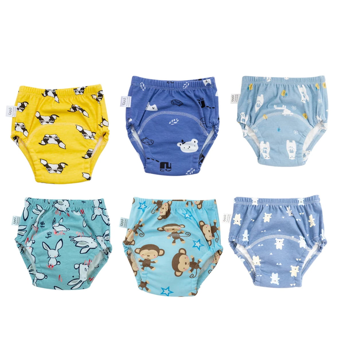 6 Pack Unisex Cotton Reusable Potty Training Underwear Breathable