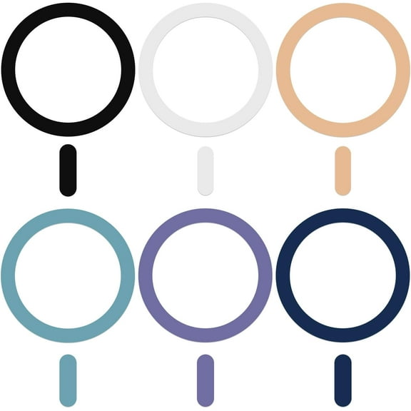 6 Pack Universal Metal Rings Sticker Compatible with MagSafe Magnetic Wireless Charger iPhone 17 16 15 14 13 12 Pro Mini Max, Ultra-Thin Car Charger Conversion Accessories (NO Magnet), 6 Colors