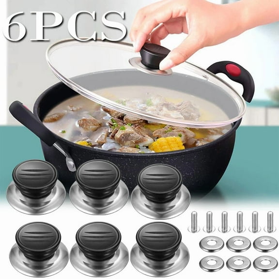 6 Pack Universal Replacement Kitchen Cookware Pot Pan Lid Cover Grip Knob Handle