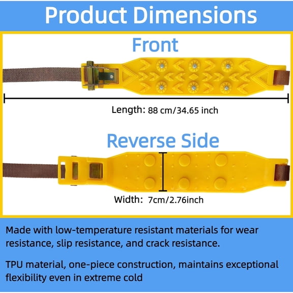 6 Pack Universal Tire Chains, Emergency Portable Snow Chains Suitable for Car, Truck, and SUV, Zip Tie Tire Chains, Adjustable Thickened Snow Tyre Chains for Tire Widths 165-265mm (6 Pack Yellow)
