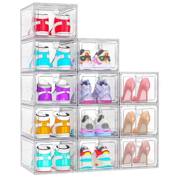 6 Pack Upgrade Harder Shoe Organizer, Shoe Storage with Magnetic Front ...