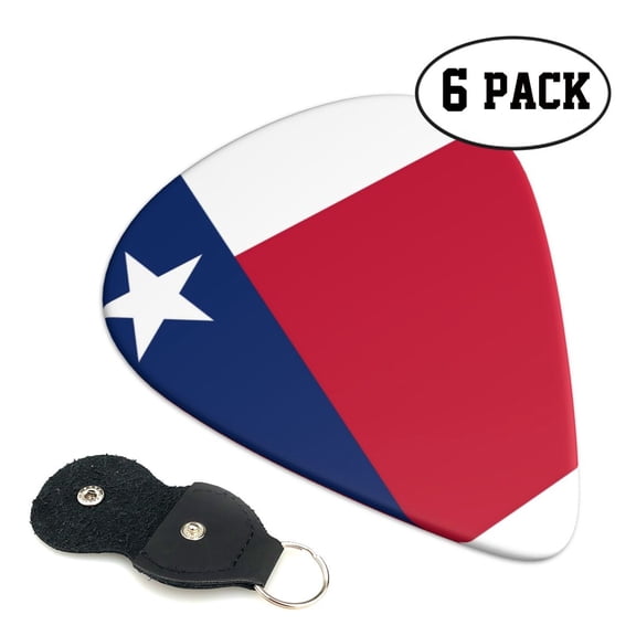6 Pack Us Flag Texas Guitar Picks In Leather Picks Holder For Bass Electric Acoustic Guitars