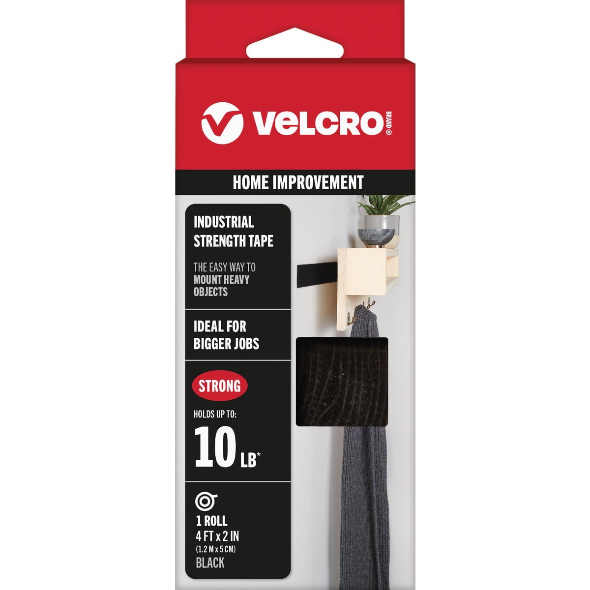 VELCRO Brand Black Industrial Strength Tape, 4ft., 6 Pack