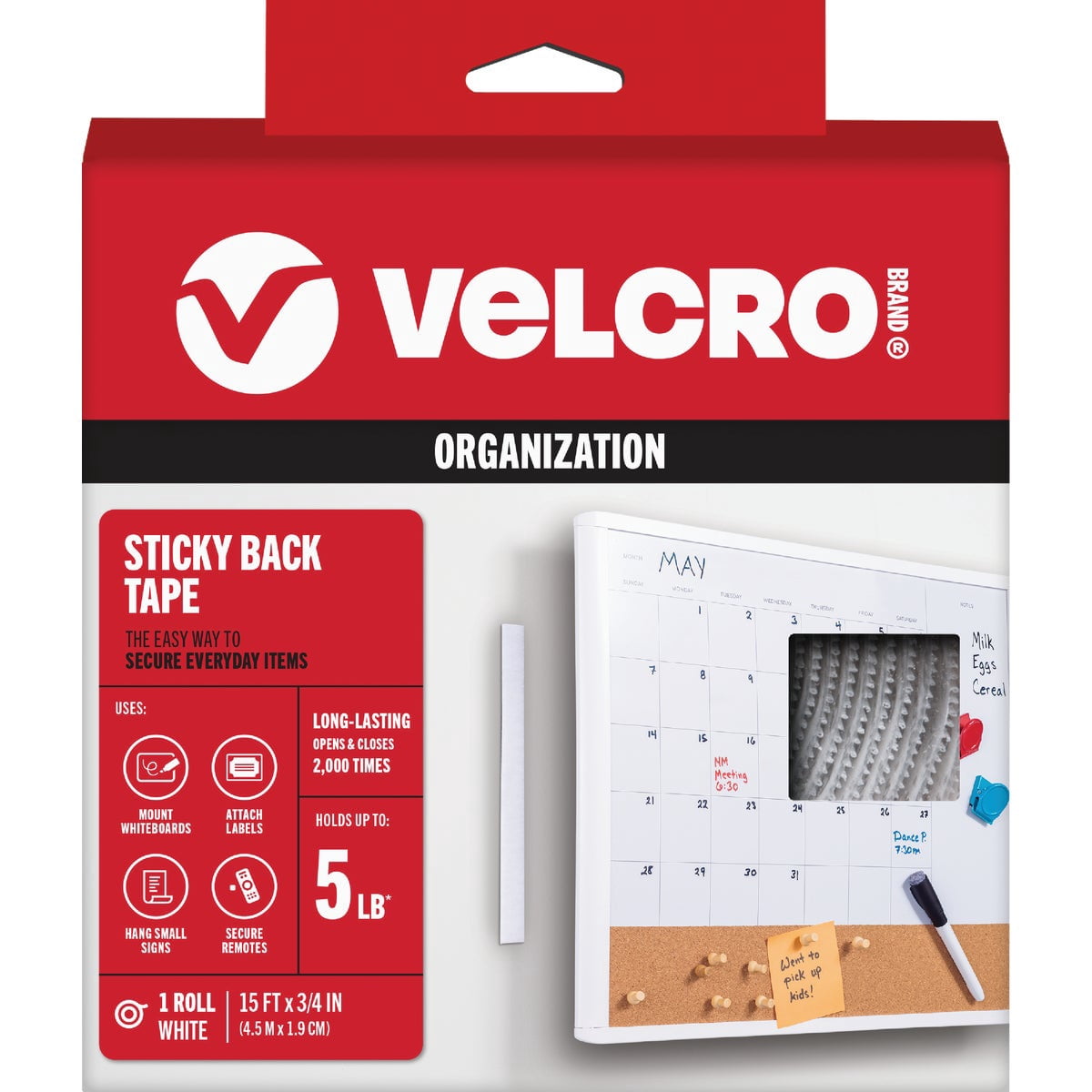 VELCRO Brand Sticky Back Tape, 15ft., 6 Pack