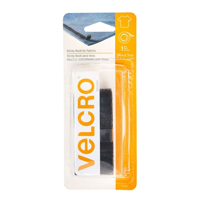 VELCRO® Brand Sticky Back™ for Fabrics Black Tape, 6 x 4 (15.2