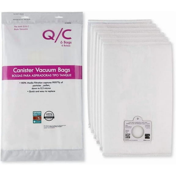 6 Pack Vacuum Bags Fit For Kenmore 53292 6 Pack Type Q HEPA Vacuum Bags for Canister Vacuums