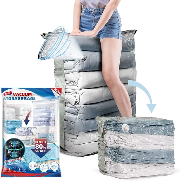 6 Pack Vacuum Storage Bags, Jumbo Cube (31x40x15 Inch), Extra Large Vacuum Seal Bags for Clothing, Comforters, Blankets, Pillow, Bedding, Closet Organization Space Saving, Cream