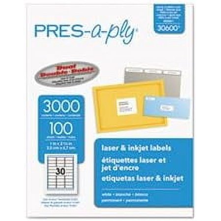(6 Pack Value Bundle) AVE30600 Pres-A-Ply Laser Address Labels, 1 x 2-5/8, White, 3000/Box