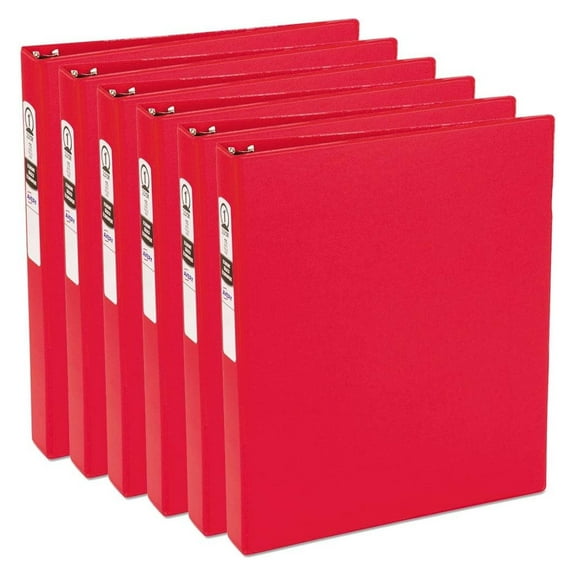 (6 Pack Value Bundle) Economy Round Ring Reference Binder, 1" Capacity, Red