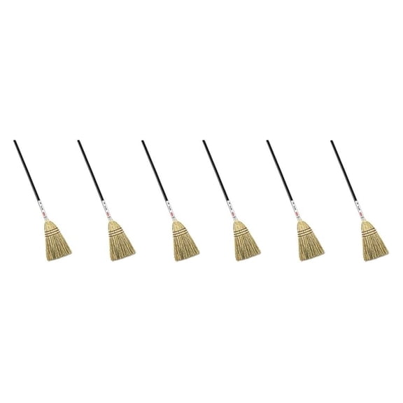 (6 Pack Value Bundle) Lobby Corn-Fill Broom, 38-in Handle, Brown