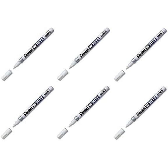 (6 Pack Value Bundle) Permanent Marker, Fine Point, White$$Office