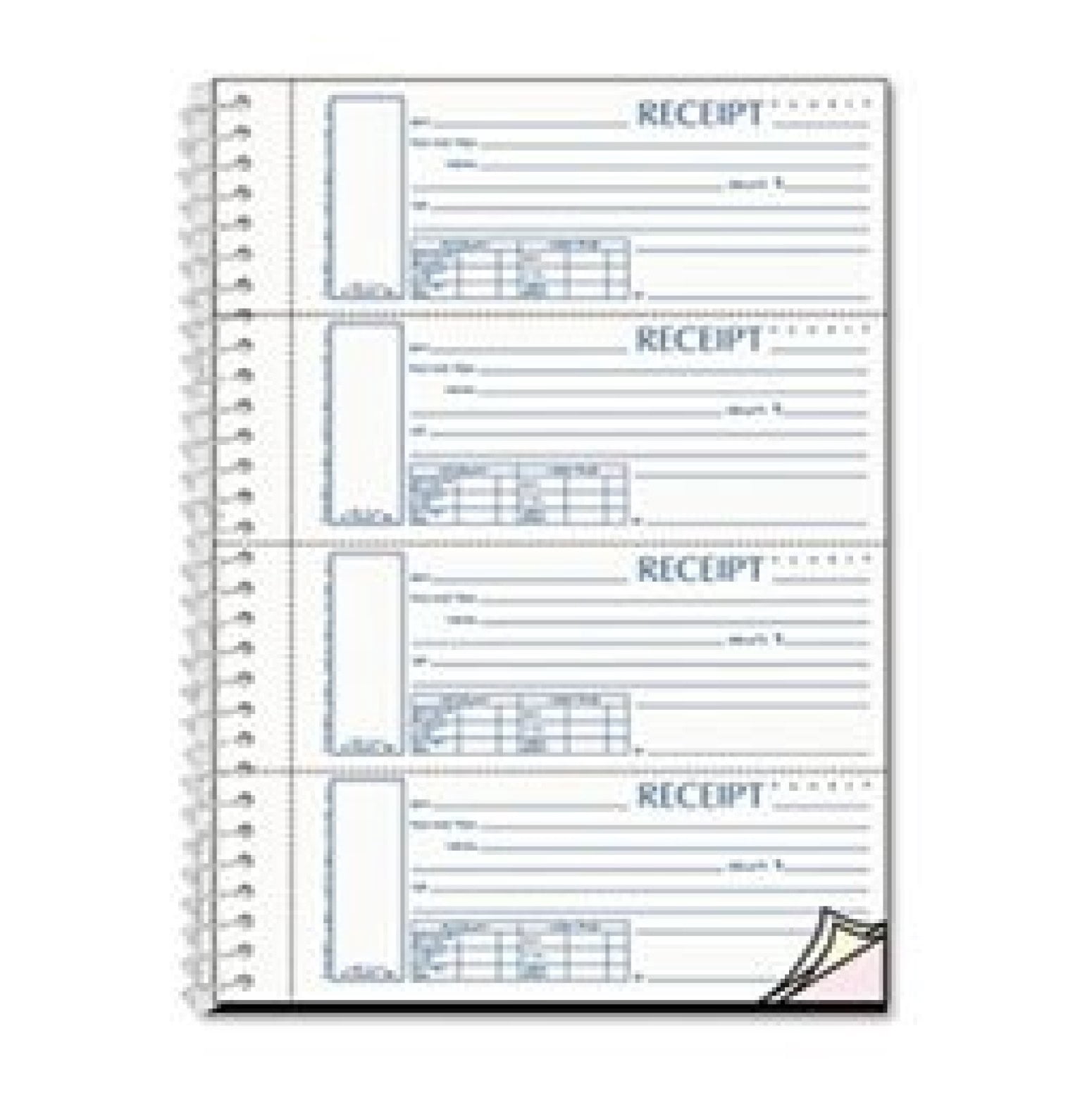 (6 Pack Value Bundle) Spiralbound Unnumbered Money Receipt Book, 2 3/4 x 7, Three-Part, 120 Sets/Book