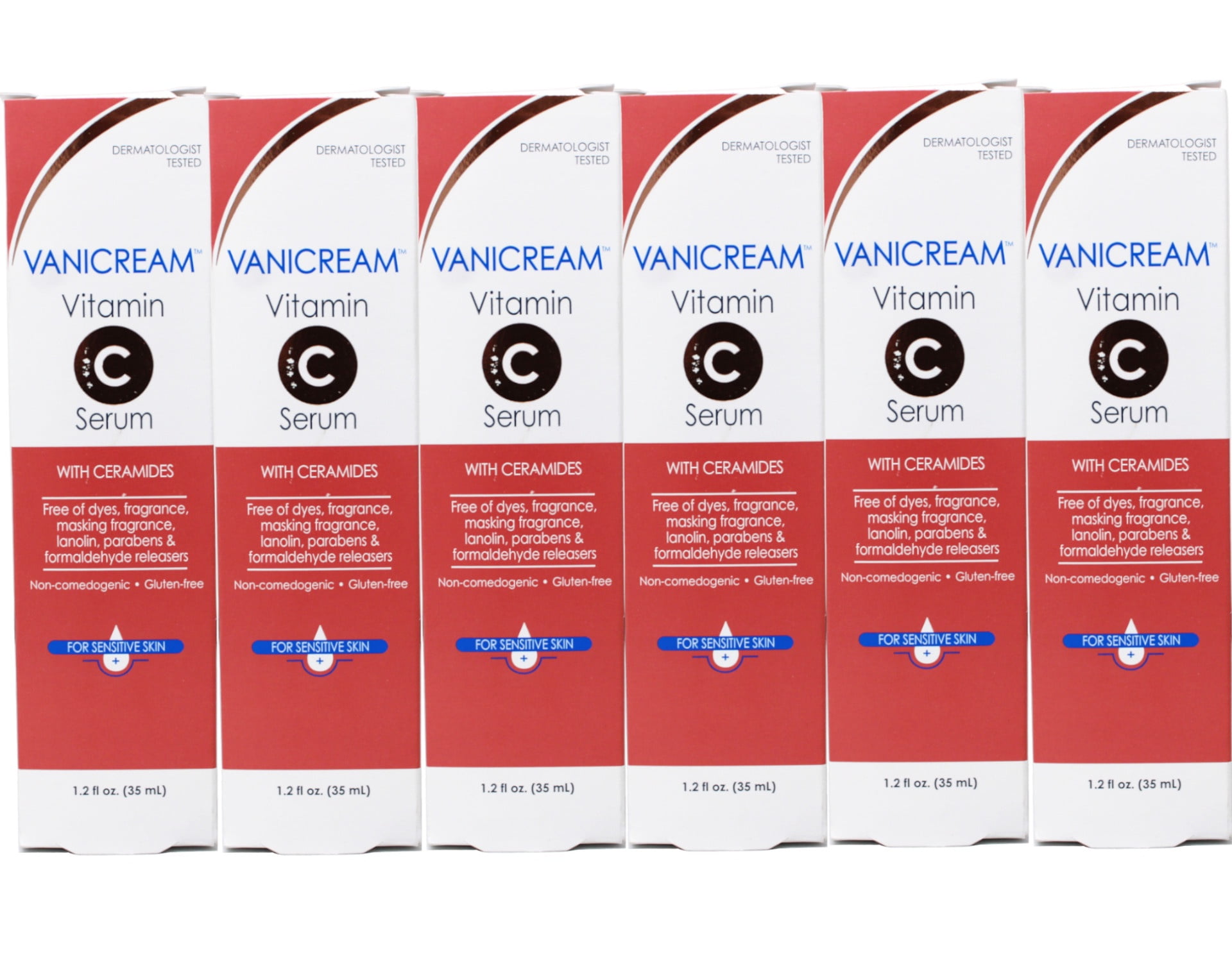 6 Pack - Vanicream Vitamin C Face Serum with Ceramides for Sensitive Skin - 1.2 fl oz