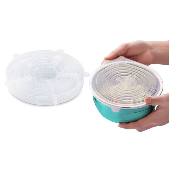 6-Pack Various Sizes Reusable Silicone Stretch Container Lids Covers for Food Storage | Silicone Stretch Lids | Eco-Friendly, Dishwasher Safe - BPA-free and Leak-proof - Fit Most Containers