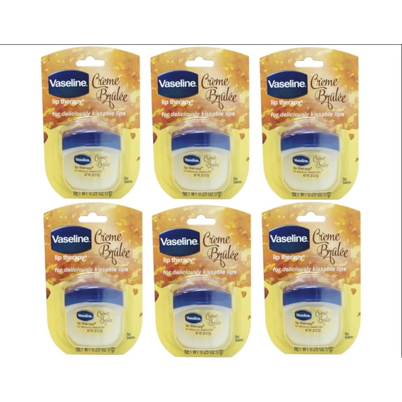 6 Pack - Vaseline Creme Brulee for Deliciously, Kissable Lips, 0.25 oz Each