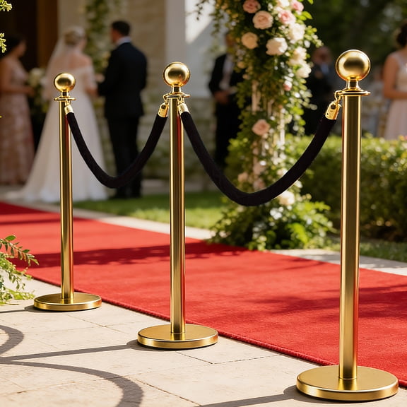 6 Pack Vel vet Stanchion Ropes, Decorative Crowd Control Barrier Rope for Queue Line, Red Carpet Event, Theater, Hotel, Exhibition, Retail Store, Carton Packed, Black