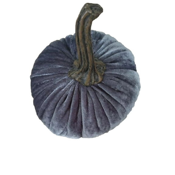 6-Pack Velvet Pumpkins Decor - 6 Inch Soft Stuffed Halloween & Fall Decorations for Centerpieces, Thanksgiving Table Scapes, Wedding Aisle Markers - Dark Blue