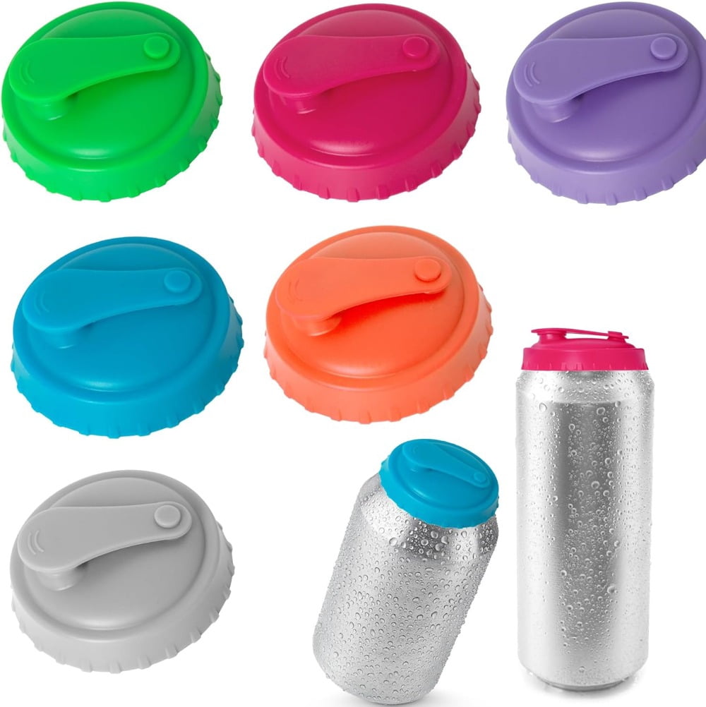 6-Pack Vibrant Silicone Soda Can Lids! Reusable Can Toppers in 6 Colors ...