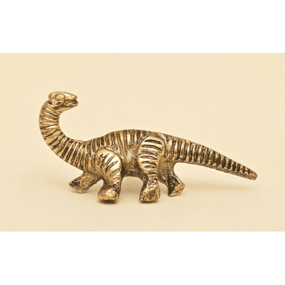 6 Pack Vintage Boho Antique Gold Long Neck Dinosaur Cabinet Knobs, Rustic Sauropod Drawer Pull Handles for Kids Room, Dresser, Closet & Furniture Dcor