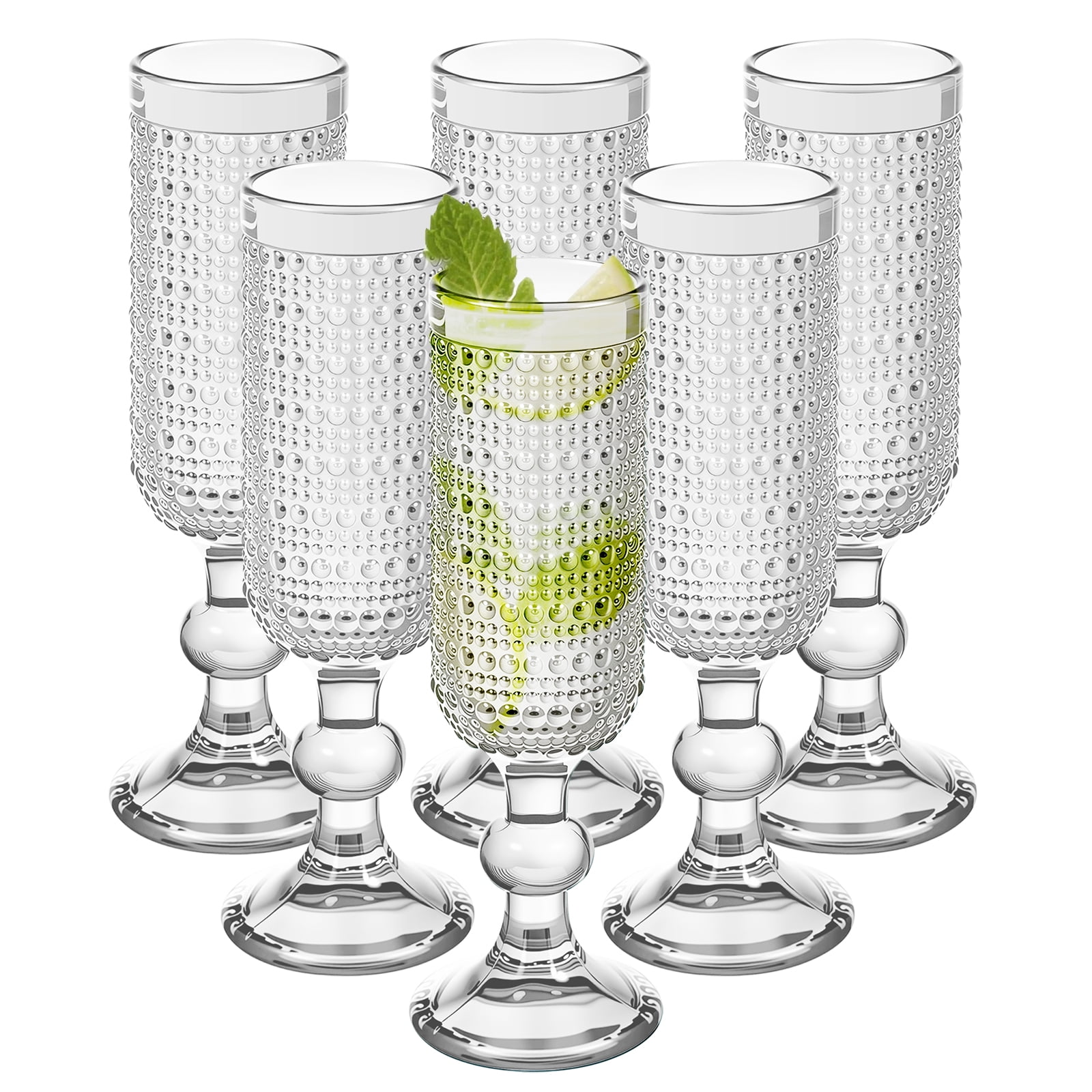 6-Pack Vintage Glass Pearl Stemmed Wine Glasses, 140ml Lead-Free Crystal  Toast Glasses for Wedding, Party, Daily Use, Dishwasher Safe & Fadeproof  Elegant Drinkware Set - Walmart.com