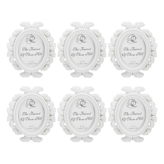 6 Pack Vintage Resin Picture Frames, 3.7" x 3.1" Mini Picture Frames, White