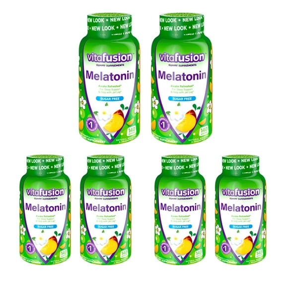 6 Pack Vitafusion Melatonin Gummy Supplement 3mg White Tea & Peach 140 Gummies
