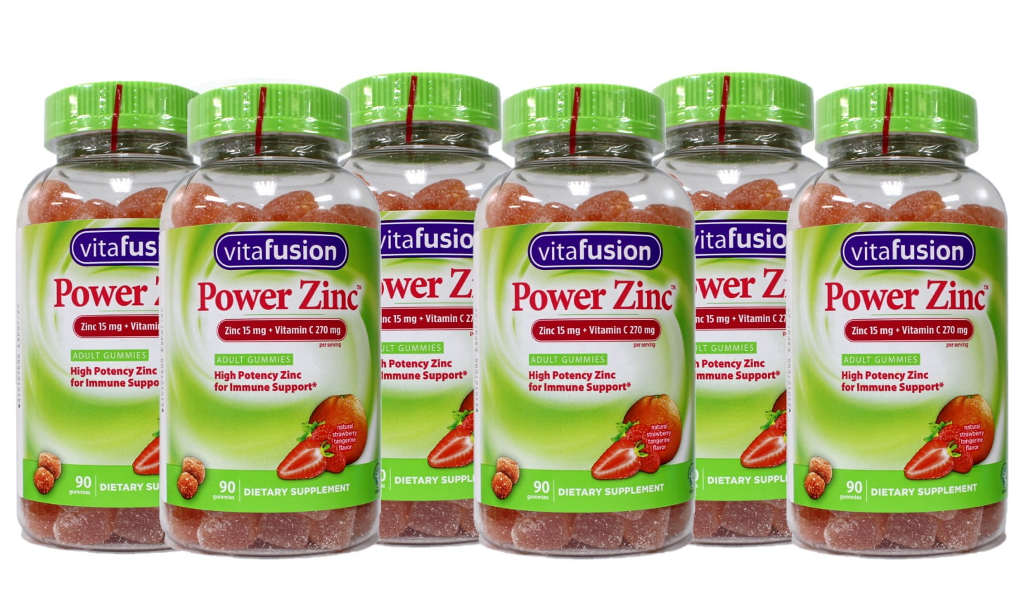 6 Pack Vitafusion Power Zinc Strawberry / Tangerine Gummy Vitamin (90 ct)