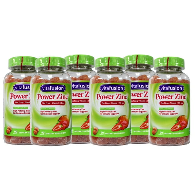 6 Pack Vitafusion Power Zinc Strawberry / Tangerine Gummy Vitamin (90