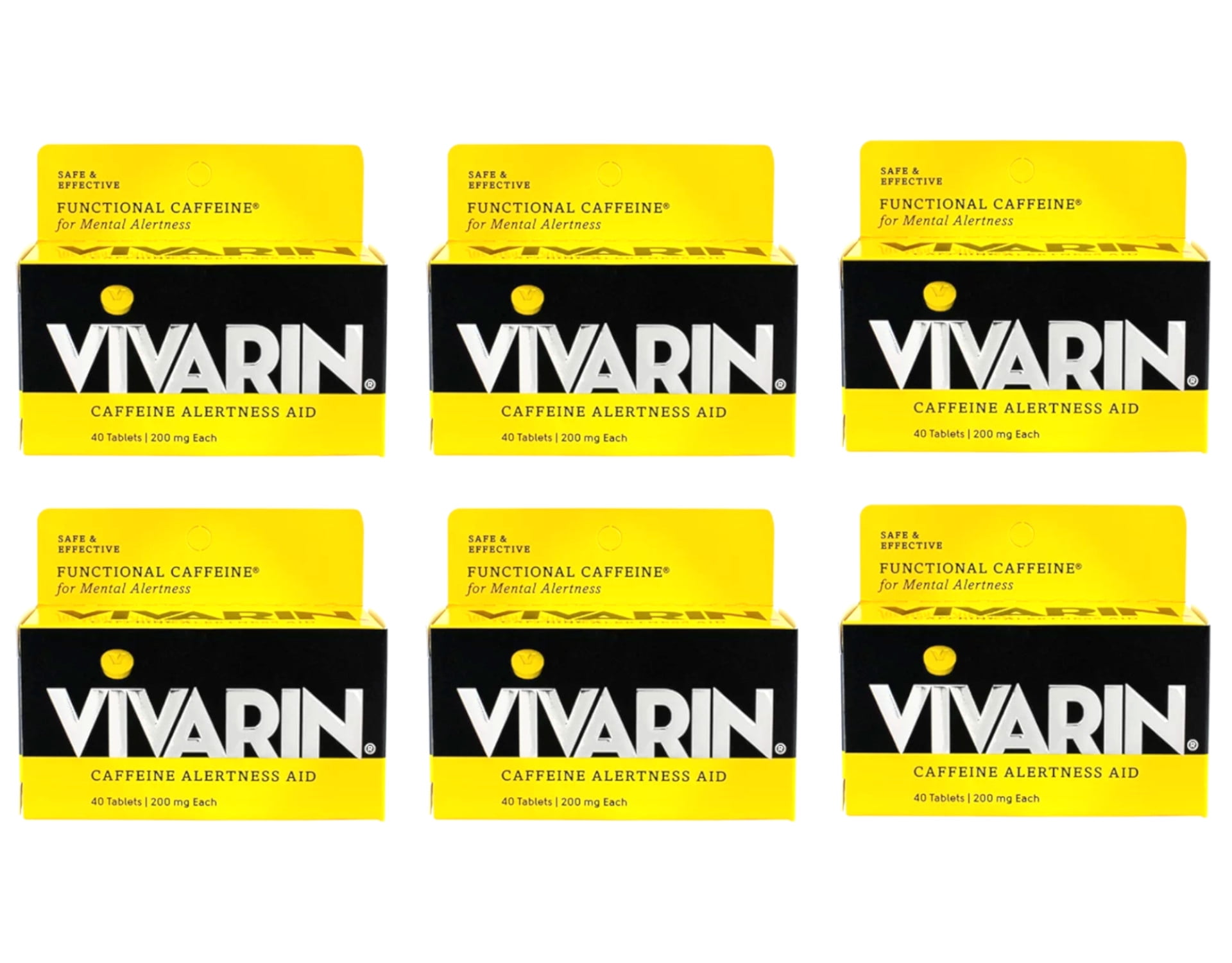 6 Pack Vivarin Caffeine Alertness Aid Safe & Effective 200mg 40 Tablets Each