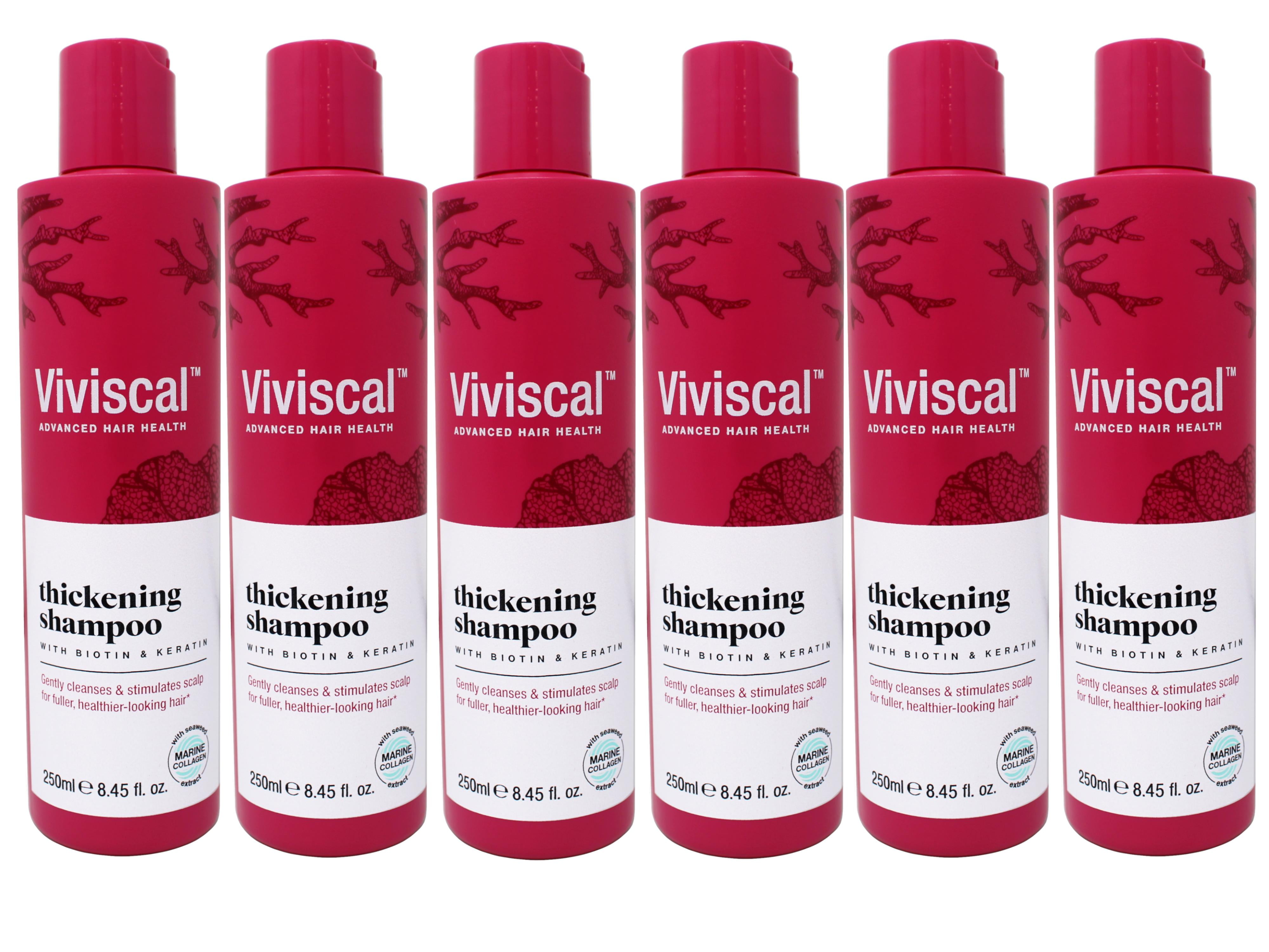 6 Pack - Viviscal Thickening Shampoo, with Biotin & Keratin, with Marine Collagen and Seaweed Extract, Gently Cleanses & Stimulates Scalp for Fuller, Healthier-Looking Hair, 8.45 FL OZ (250 ml)