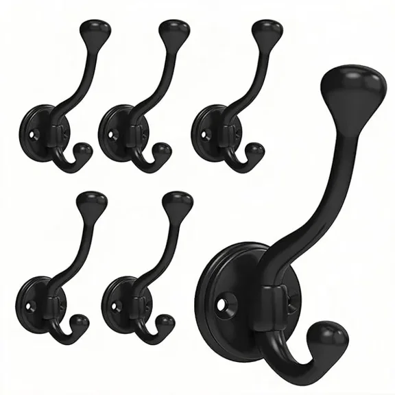 6 Pack Wall Hooks for Hanging Heavy Duty Coat Hook Wall Mount