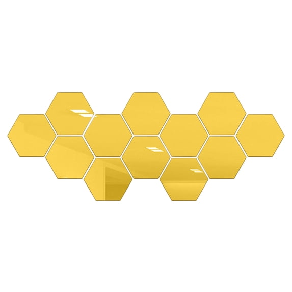 6 Pack Wall Mirror Acrylic Mirror Tiles, Hexagon Mirror Acrylic Wall Sticker Background Wall Decoration Mirror Sticker,Shatterproof Flexible Plastic Mirror Sheets for Bedroom Home Gym Door(Gold)
