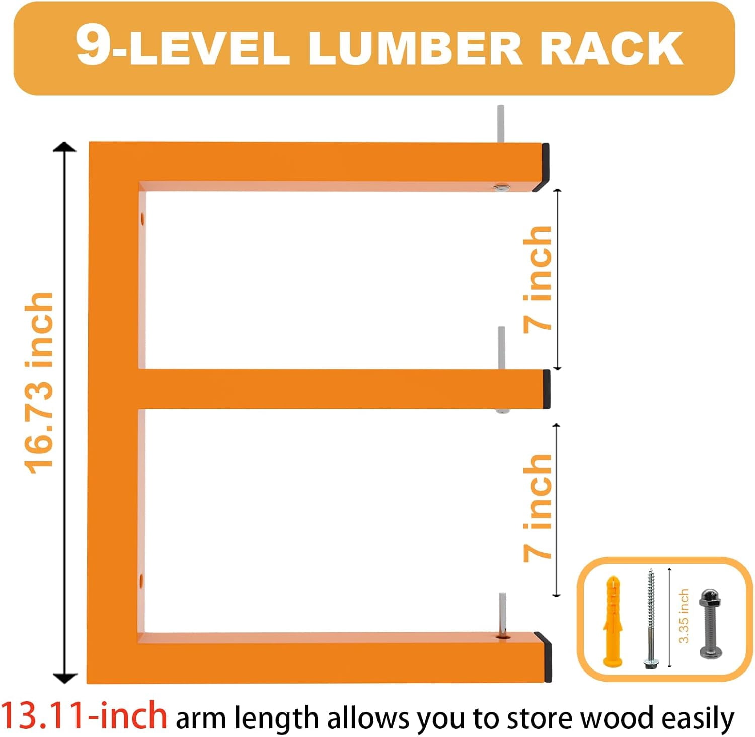 6 Pack Wall-Mounted Lumber Rack, Heavy Duty Wood Storage Racks, 9-Level ...