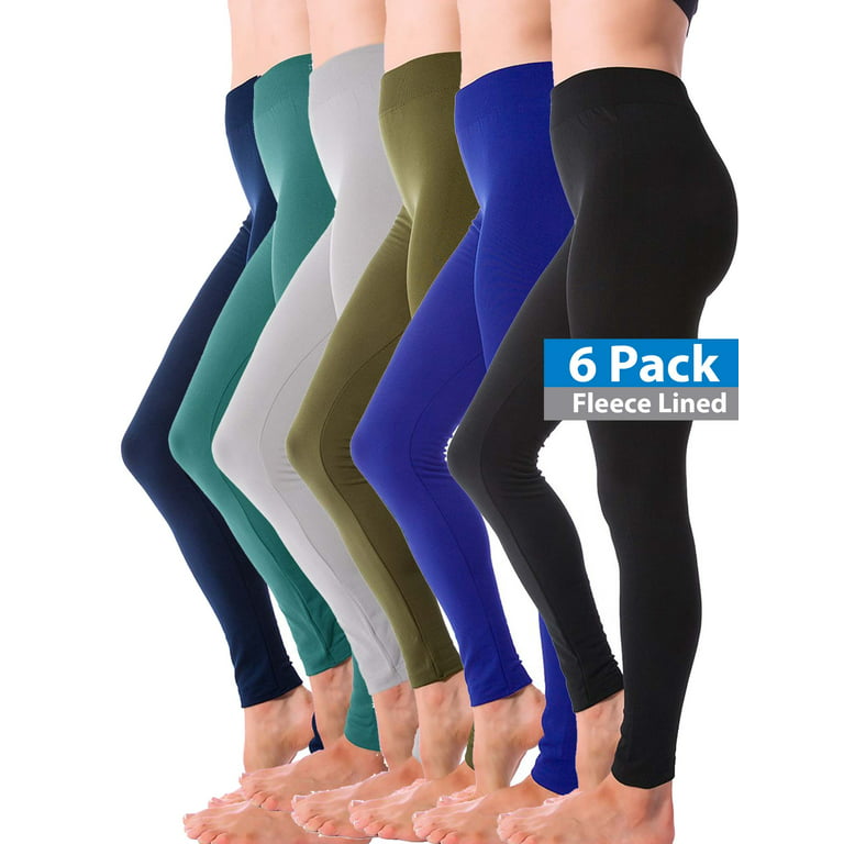 6-Pack Warm Fleece Lined Thick Brushed Full Length Leggings Tights (Plus  Size XL 2X 3X)