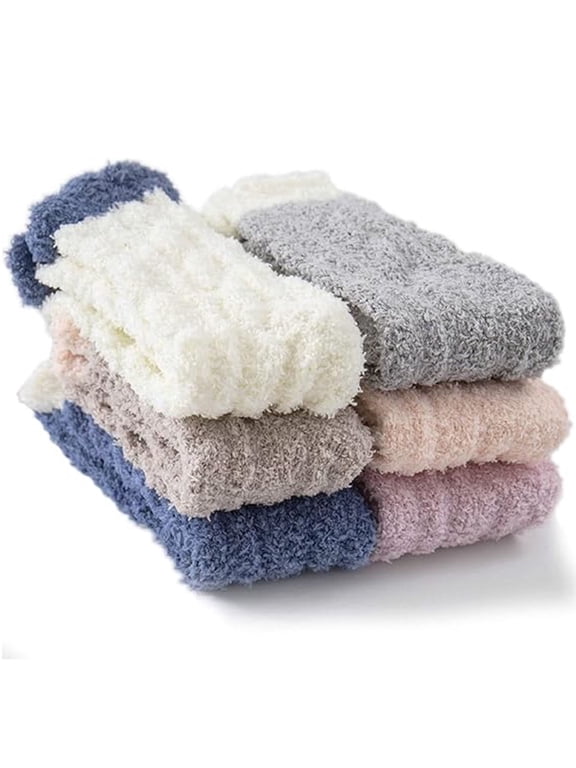 6 Pack Warm Fuzzy Cozy Socks for Women,Slipper Fluffy Comfy Plush Warm Winter Sleep Home Soft Socks