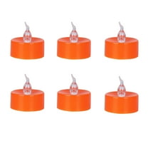 6-Pack Warm White LED Tea Lights, 1.5in Orange Pumpkin Candles, for Halloween Centerpieces, Table Decor, Battery Operated